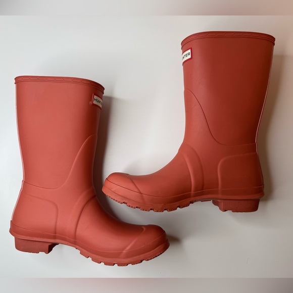 Hunter Original Short Tri Colour Logo Backstrap Boots US 9 EU 40/41 Red Flurry - Picture 13 of 17